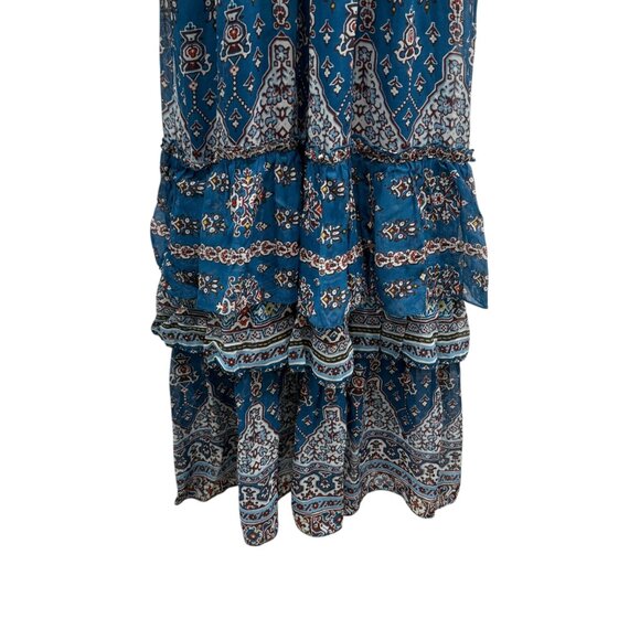 Anthropologie Sasha Maxi Dress S Ruffle Sleeveless Floral Boho Tiered Hem New - Picture 7 of 9
